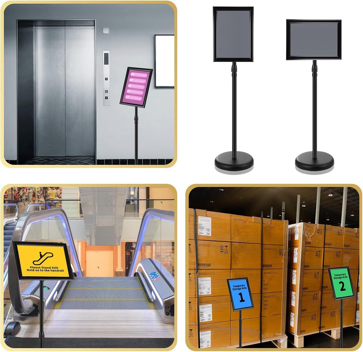 leifide 4 pack sign holder stand 8.5 x on a desk or shelf