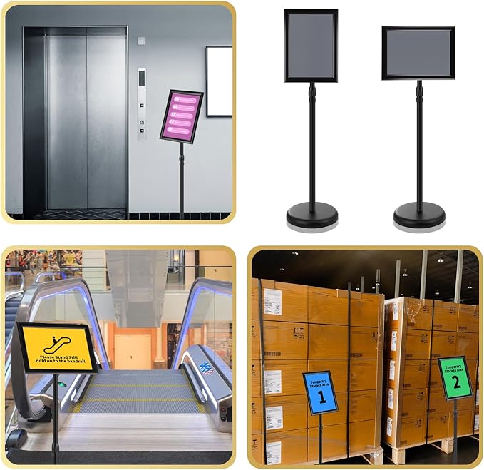 LEIFIDE 4 Pack Sign Holder Stand 8.5 x 11'' Adjustable Heavy Duty Pedestal - Image 7