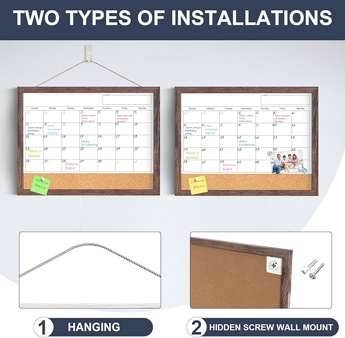 Calendar Whiteboard for Wall, 17x13 Inches White Board Calendar Dry Erase - Image 2
