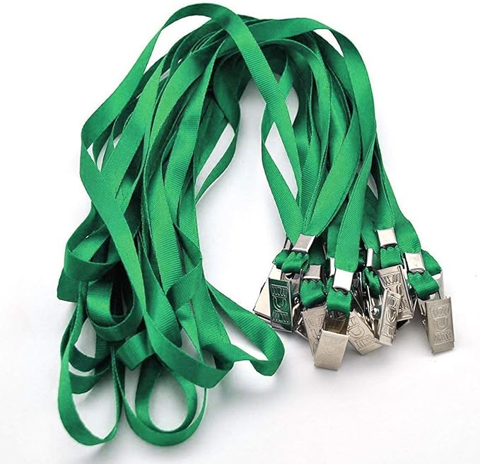Beebel Green Lanyards 100 Pack Nylon Flat Badge Lanyard - Image 3