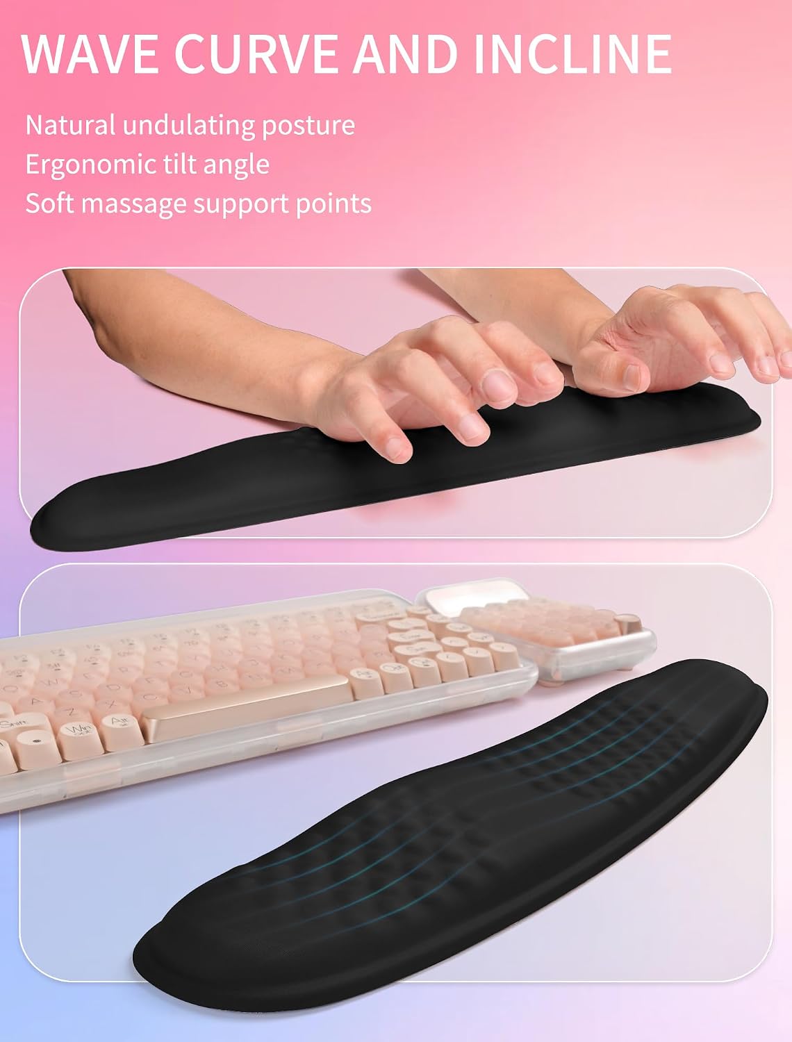 Hokafenle 2in1 Combination, Wave Keyboard Wrist Rest and Ergonomic Curvature ...