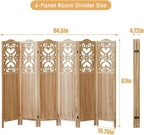 ALeesing 6 Panel Room Divider Fully Assembled, Carved Room Dividers and Folding - Image 2
