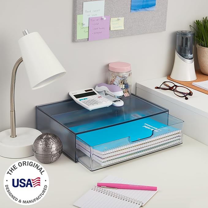 STORi STAX Plastic Stackable Organizer Drawer in Grey | 12.5-inches Wide | - Image 2