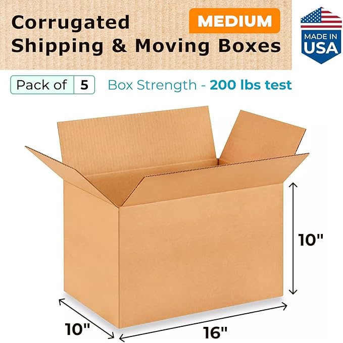 Medium Shipping & Moving Boxes 16 x 10 x 10 inches - Image 2