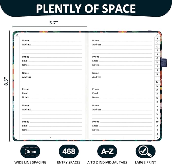 Comkiso Address Book with Individual Alphabetical Tabs Laminated, Large Print - Image 3