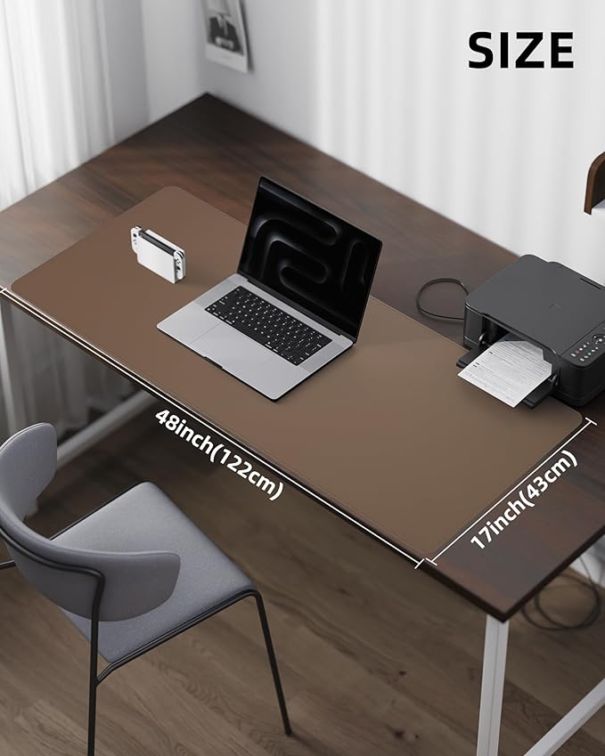 Leather Desk Pad Protector- 48" x 17" Office Desk Mat, Non-Slip PU Leather - Image 5