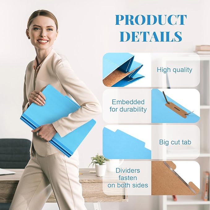 Skyygemm 24 Pcs Classification Folders Letter Size, 1 Divider Pressboard File - Image 3