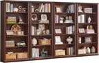 RWYHG 70" Walnut Tall Bookshelf Set of 4, 5-Tier Thick Wooden Book Shelf by RWYHG