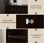 72" Roman Column Bookcase with Double Door Cabinet, 5 Tiers Tall Bookshelf - Image 5