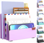 OUTIOE Mail Organizer Countertop, Small Desk File Organizer, Metal File Holder by OUTIOE