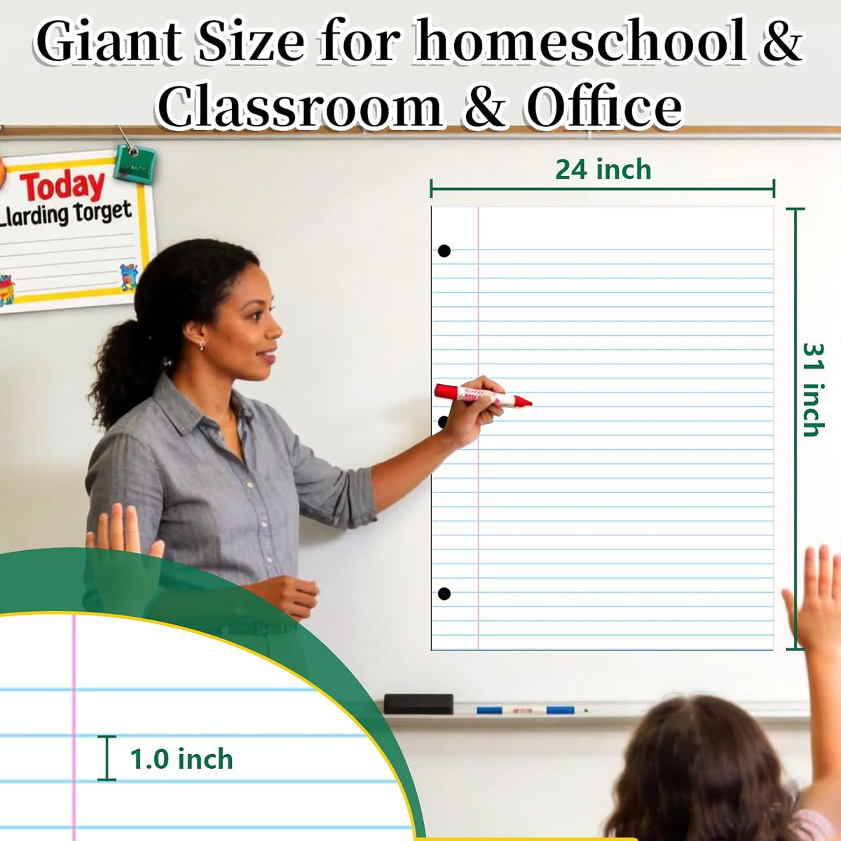 24X31 Magnetic Notebook Giant Whiteboard Paper,Lined 1",2 Pieces