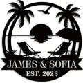 Personalized Beach Metal Monogram Sign, Custom Palm Trees Sign, Outdoor Metal by ENFODREAM