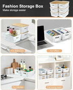6 Pack Storage Bins with Bamboo Lids, Plastic Storage Baskets and Storage - Image 3