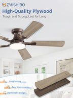 zmishibo 42 inch ceiling fans with lights, remote&app showing dimensions