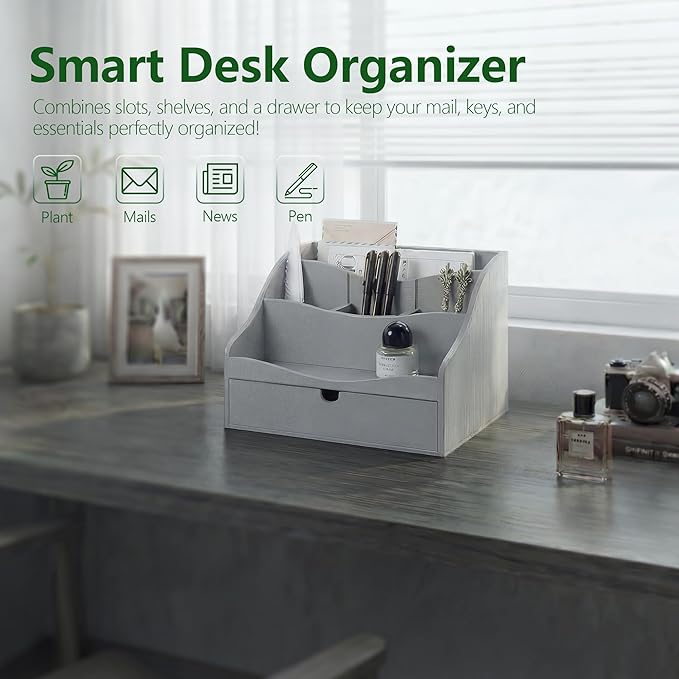 Pine Wood Mail Organizer for Desk - Image 3