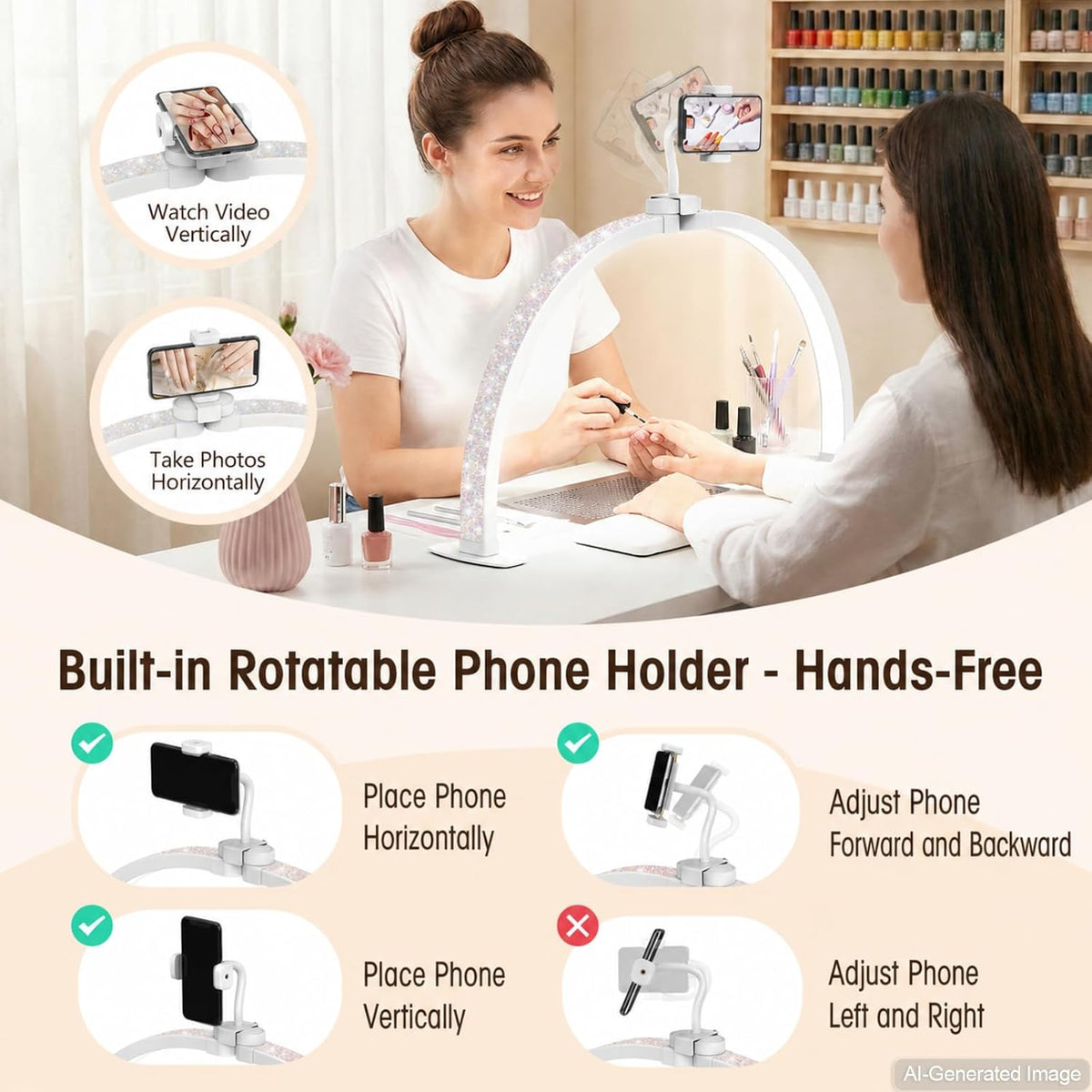 Half Moon Light for Nail Desk: 180° No-Shadow Manicure Table Lighting