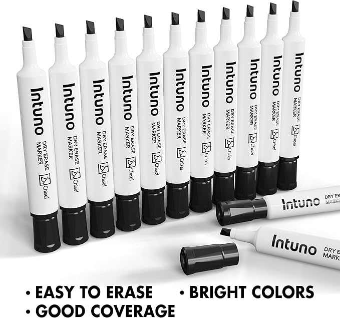 INTUNO Dry Erase Markers, Chisel tip, Presentation - Image 5