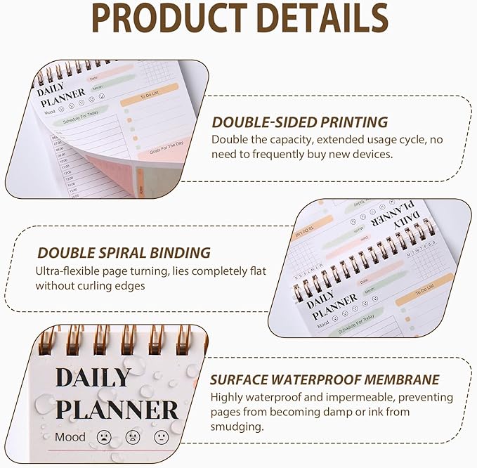 Tlenpo To Do List Notepad, 60 Sheets Daily Planner Notebook Organizer, Portable - Image 3