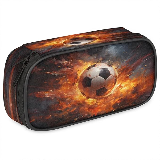 Pardick Football Fire Pencil Case，Big Capacity Pencil Pouch Coin Pouch by Pardick