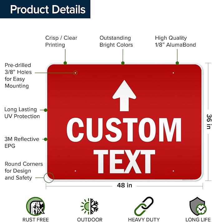 Custom Arrow, Custom Directional Sign, Up Arrow, 36x48 Inches, Reflective - Image 6