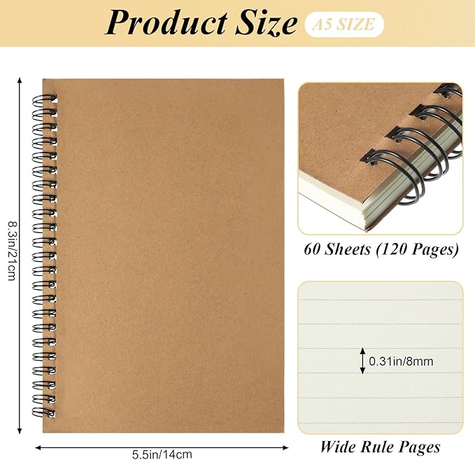 Leelosp 12 Pack Small Spiral Notebook A5 Lined College Ruled Spiral Journal - Image 3