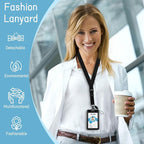 Black Badge Holder Retractable Lanyard, Lanyards - Image 2