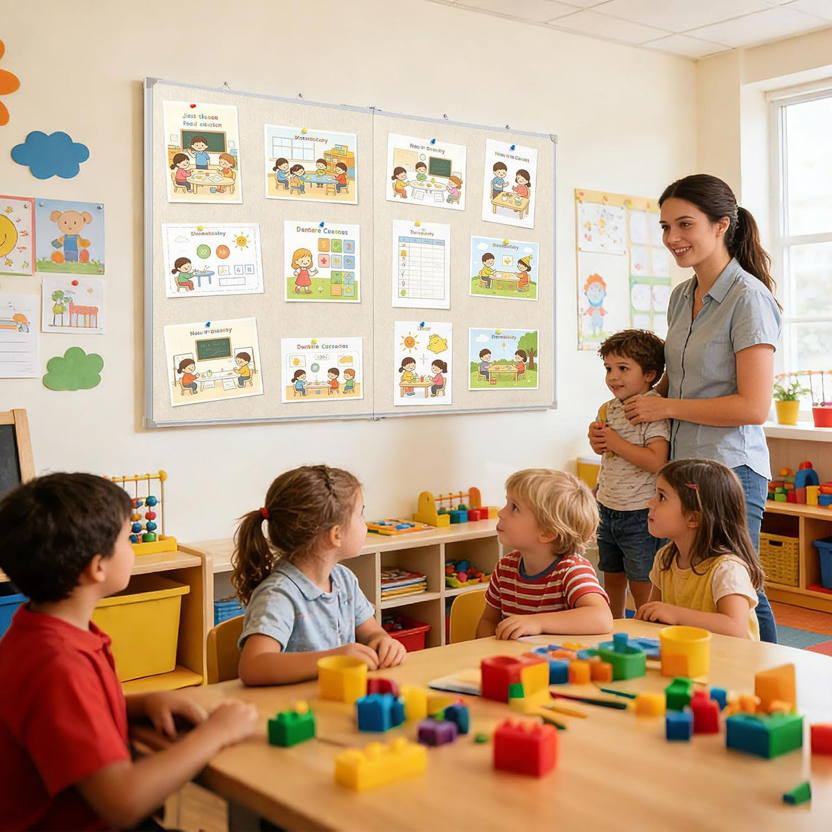 Double-Sided Large Foldable Cork Board with Linen, 48" x 36"