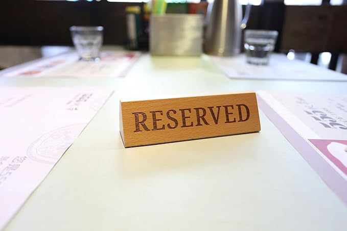 Wood Table Top Seating Reserved Signs - Image 3