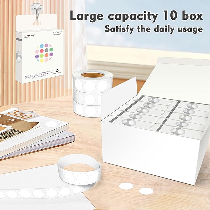 PARLAIM 3/4 Inch Roll Color Coding Labels, 10000 per 10 Rolls Round Permanent - Image 7