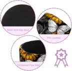 Leather Pen Holder for Desk Sunflower Butterfly Pencil Cup Desktop Organizer - Image 2