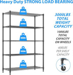 Homdox 5 Tier Storage Racks and Shelving, 3000LBS Commercial Adjustable Wire - Image 4