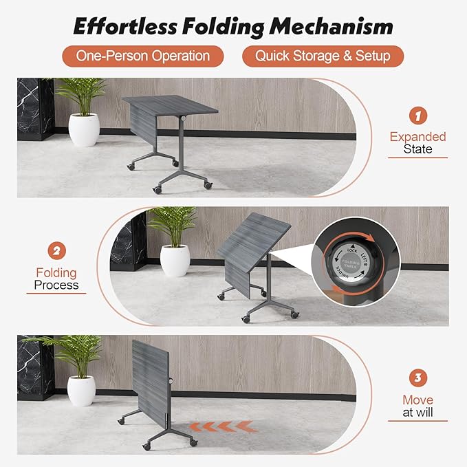 Goakwwuz Conference Room Table, Folding Conference Tables, Thicken Grey Tabletop - Image 8