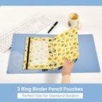 Bee Pencil Pouches for 3 Ring Binder 2 Pack 9.84 x 6.1 Inch | 3 Ring Binder Pencil Case With Zipper Reinforced GrommetsPencil Bags for Office Organizers