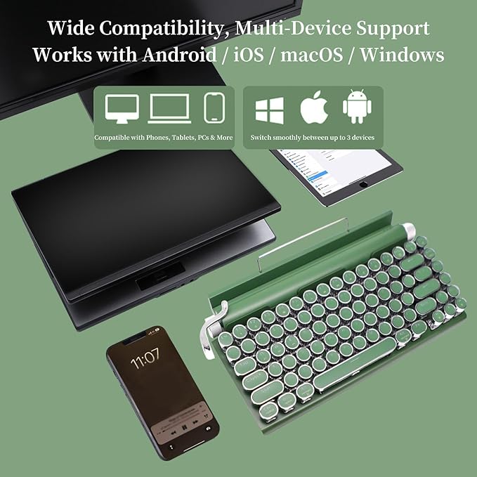 Adventurers Retro Typewriter-Style Mechanical Keyboard, 83 Keys, 75% Compact - Image 5