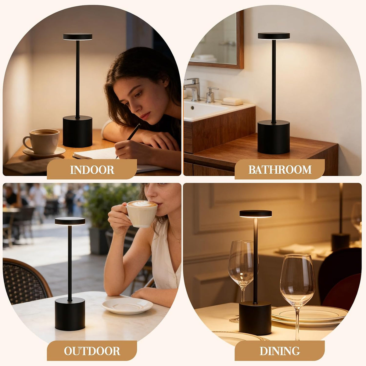 Cordless Table Lamp Set of 2, 5000mAh Rechargeable Lamp with Touch Control &a...