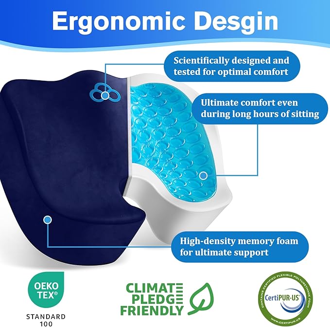 CushyOasis Seat Cushion, Gel Chair Cushions, Office Chair Cushions, Anti-Slip - Image 3