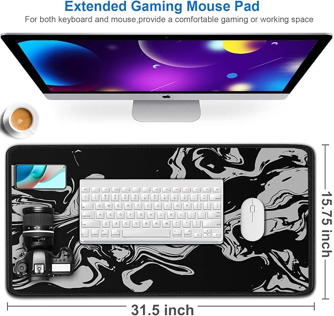 Gaming Mouse Pad, 31.5x15.7 inch Large Extended Computer Keyboard Mouse Mat - Image 2