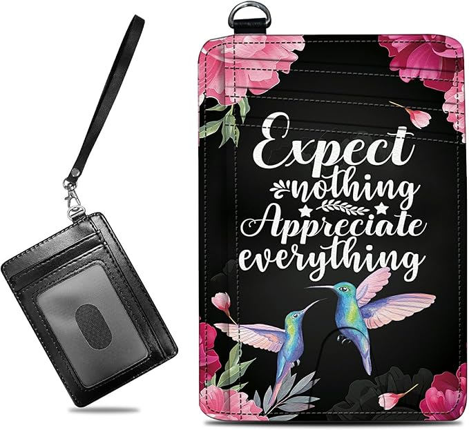 BWEGRHE Small Travel Wallets, Humingbird Flower Slim Minimalist Front Pocket by BWEGRHE