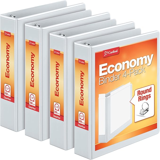 Cardinal Economy 3 Ring Binder, 2 Inch, Presentation View, Round Ring, 4 Pack & - Image 4