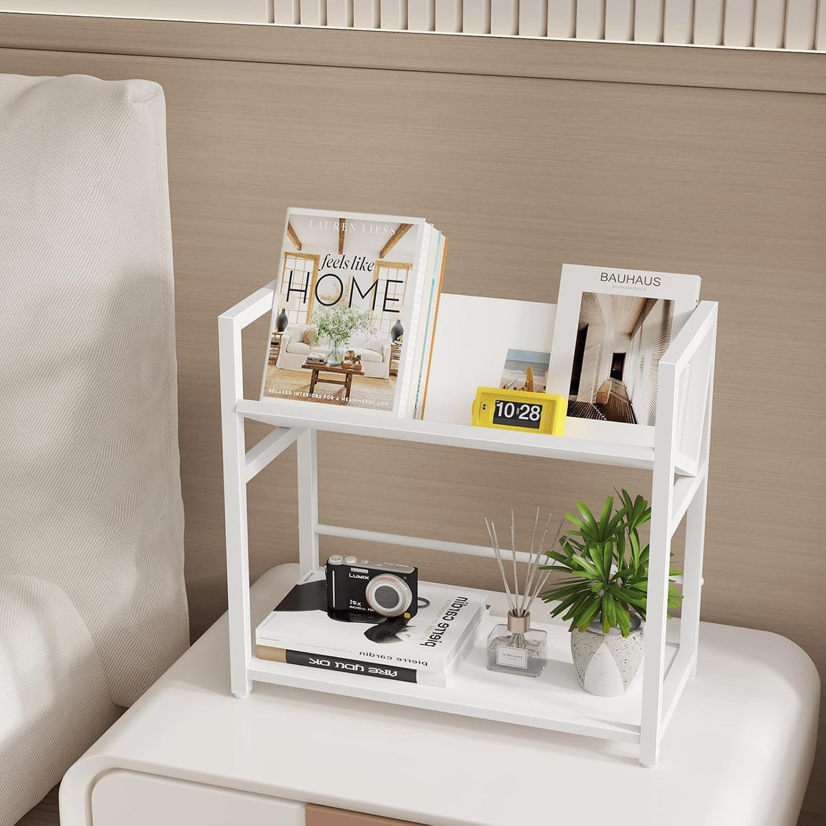 ELITEROO Desktop Bookshelf Organizer, 2 Tier Wood Desk Shelf for Tabletop Sto...