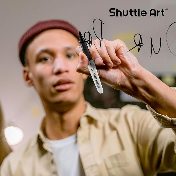 Shuttle Art Ultra Fine Dry Erase Markers, 15 Pack Black Whiteboard Markers - Image 9