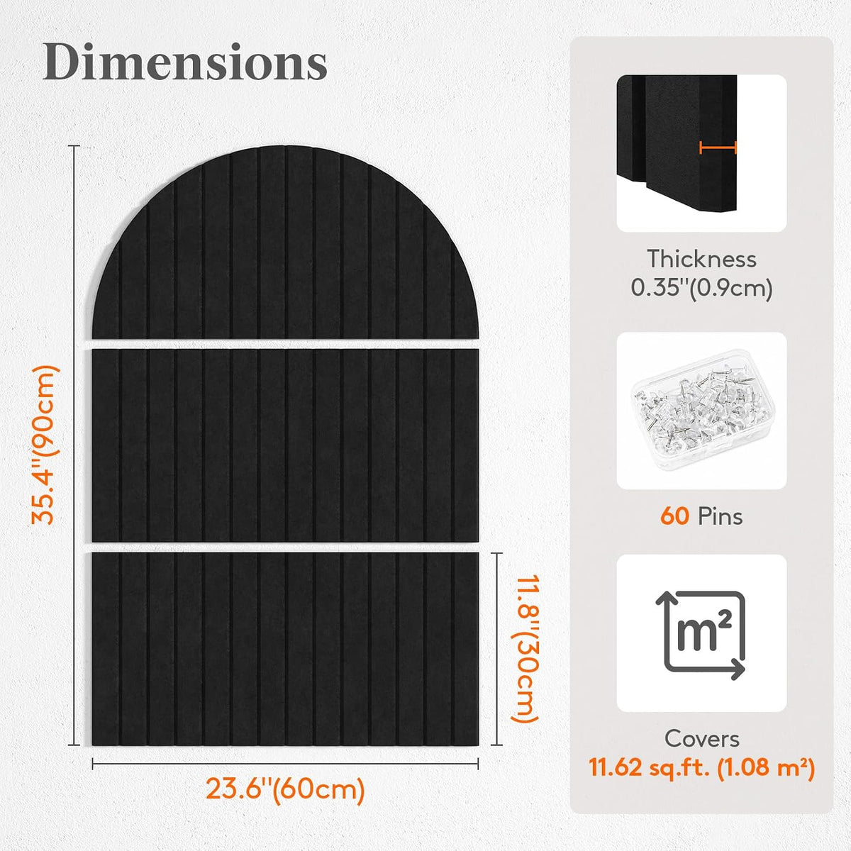 Lifewit 6-Pack Arched Bulletin Board, Cork Board Alternative for Walls, 2 Set...