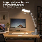desk lamp for home office, eye-caring diffused table, front angle view