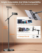 DIMONCOAT [Height-Adjustable & 360° Rotation Tablet Floor Stand Stable Base - Image 7