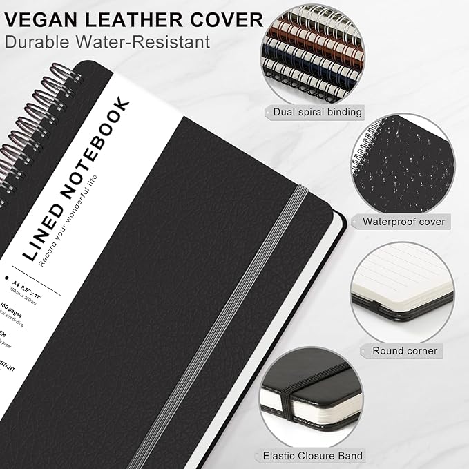 Lined Spiral Journal Notebook, A4 Spiral Notebook, 8.5''×11'' 100GSM Thick - Image 4