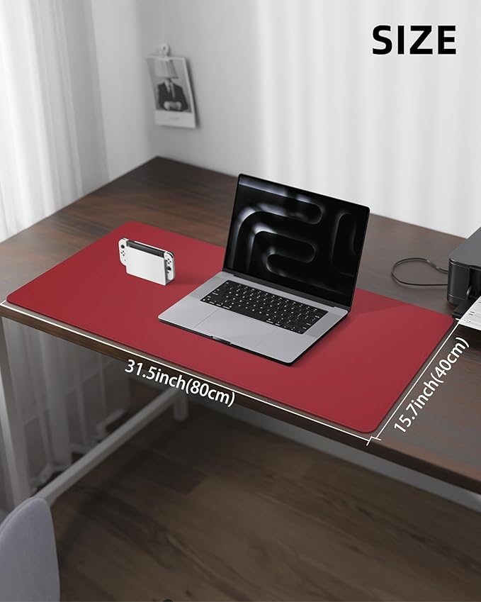 Leather Desk Protector, Non-Slip PU Laptop Blotter, Waterproof Writing Pad - Image 5