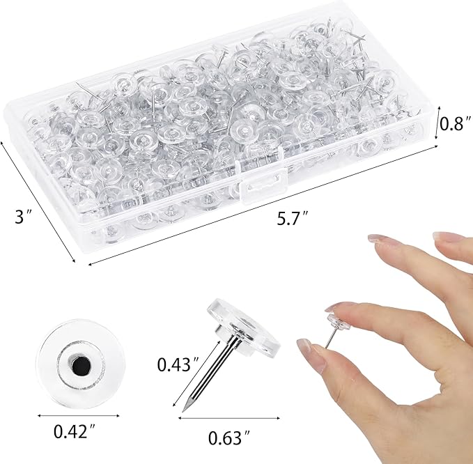 300Pcs Clear Push Pins，Flat Thumb Tacks - Image 2