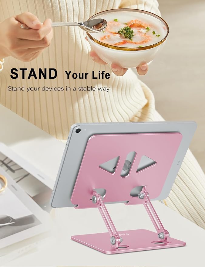 Aoviho Tablet Stand Holder for Desk, Adjustable Desktop Tablet Holder, Foldable - Image 2