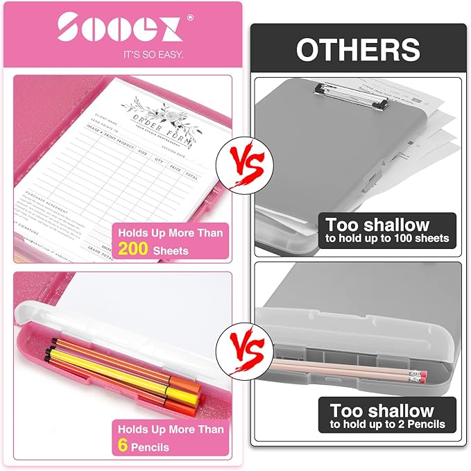 Sooez Glitter Clipboard with Storage, High Capacity Clip Boards 8.5x11 with Pen - Image 2