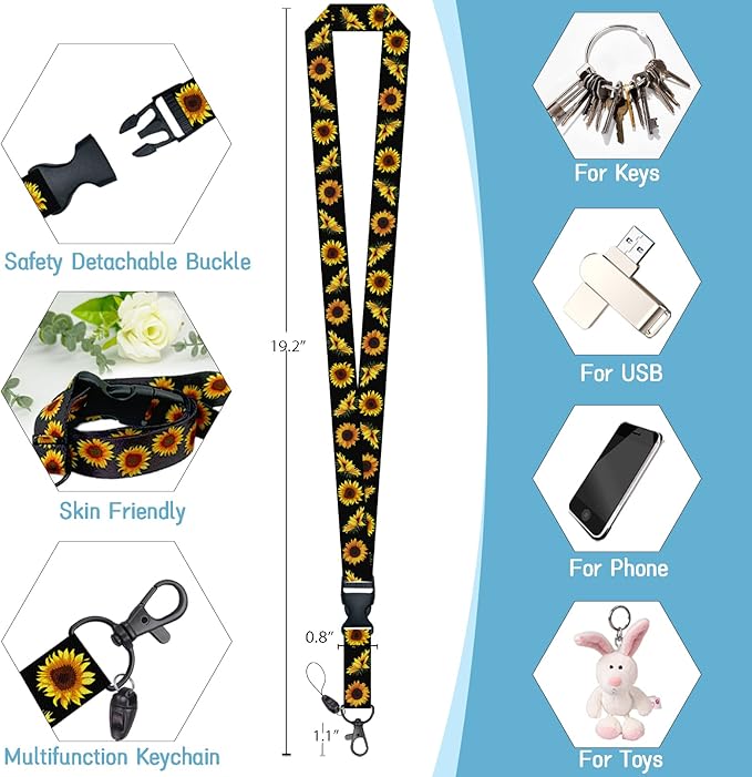 Lanyards for ID Badges Name Tags ID Card Holder, Sunflowers ID Badge Holder - Image 5